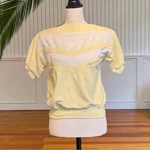 VINTAGE Yellow & White Chevron Pullover Top - Small